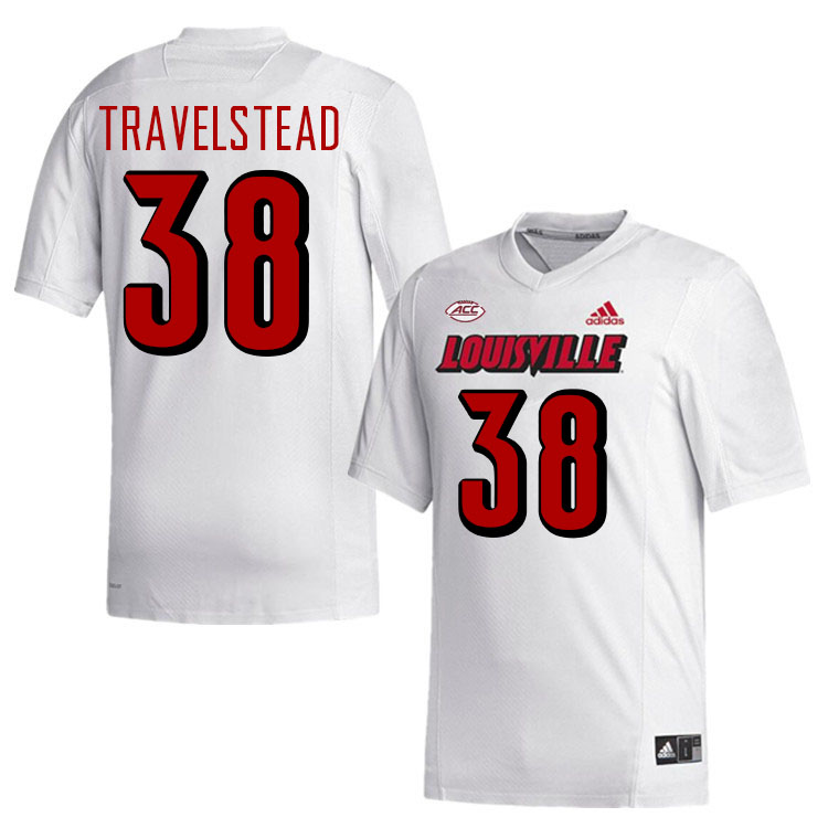 Men #38 Brock Travelstead Louisville Cardinals College Football Jerseys Stitched-White